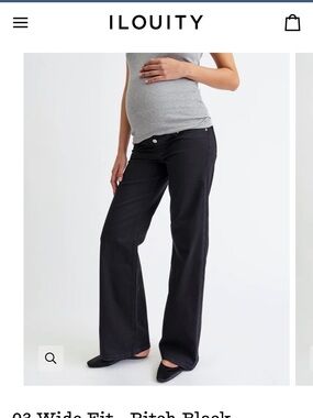 NWT Ilouity maternity jeans- fit 03 wide leg in Pitch black- size 44/34 US 12